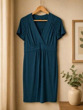 Banana Republic Teal Wrap-Style Jersey Midi Dress
